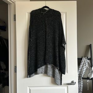 Aritzia wool poncho with hood. One button connects at neck